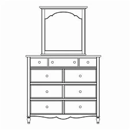 9 Drawer Bureau Dresser and Bureau Mirror Combination